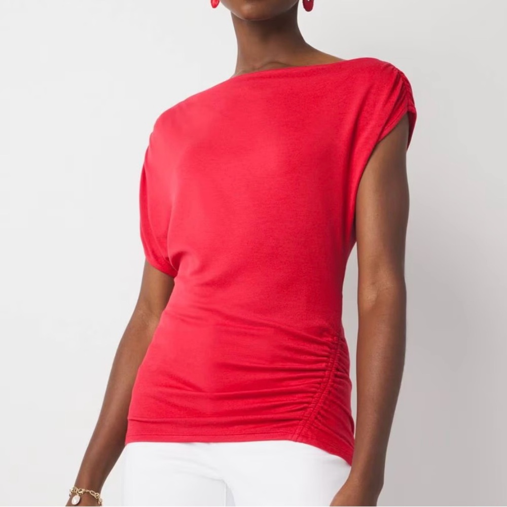 White House Black Market Vibrant Red Blouse